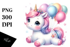 Cute Baby Unicorn Watercolor Clipart Product Image 3