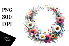 Colorful Daisy Wreath | Abstract Watercolor Product Image 1