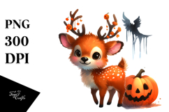 Cute Baby Elk Halloween Drawing | Sublimation | Clipart Product Image 1