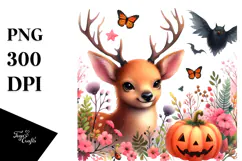 Cute Baby Elk Halloween Drawing | Sublimation | Clipart Product Image 1