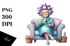 Old Lady Watercolor Character Couch Tea Cup | Sublimation | Product Image 1