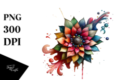 Abstract Sunflower with Metallic Details PNG Product Image 1