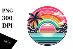 Vintage Tropical Rainbow Sunset, 20 oz Tumbler Product Image 1