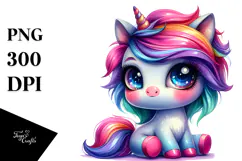 Cute Unicorn Drawing, Transparent PNG Product Image 1
