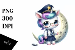 Baby Unicorn Moon | Sublimation | Clipart Product Image 1