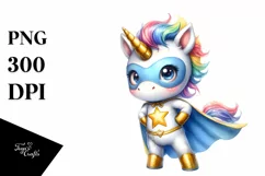 Cool Baby Unicorn with Hero Suit Clipart Product Image 1
