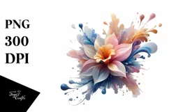 Wooden Daffodil Watercolor Splash PNG Product Image 1