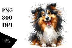 Colorful Watercolor Cute Funny Collie Clipart Product Image 1