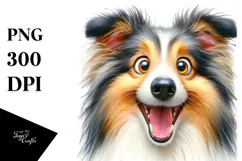 Crazy Collie with Popping Eyes | Funny Watercolor Product Image 1