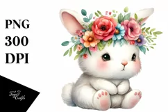 Cartoon-Style Bunny Flower Crown | Watercolor Product Image 3