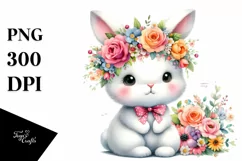 Colorful Flowers Bunny | Sublimation | Clipart. Product Image 1