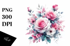 Vibrant Abstract Pink Roses PNG Product Image 3