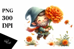 Colorful Watercolor Cute Floating Gnome Clipart Product Image 1