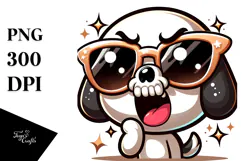 Cartoony Sugar Skull with Oversized Sunglasses PNG Product Image 1