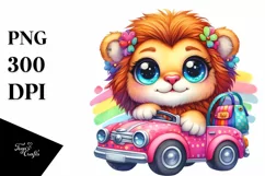 Smiling Baby Lion Watercolor PNG Product Image 1