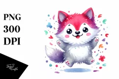 Vibrant Funny Wolf Watercolor | Sublimation Clipart Product Image 3