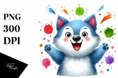 Vibrant Funny Wolf Watercolor | Sublimation Clipart Product Image 3
