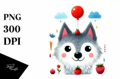 Vibrant Funny Wolf Watercolor | Sublimation Clipart Product Image 3