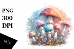 Magical Mushroom Watercolor Splash PNG Product Image 3