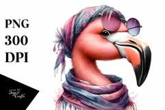 Smiling Flamingo Boho Watercolor | Sublimation Clipart Product Image 3