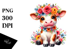 Vibrant Baby Cow Posing PNG Product Image 1