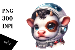 Cute Baby Cow with Astronaut Helmet PNG Product Image 1