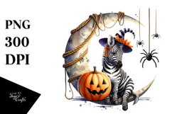 Halloween Zebra on Moon PNG Product Image 1