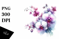 Vibrant Orchid Watercolor PNG Product Image 1