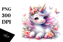 Cute Baby Unicorn Spring Petals | Sublimation Clipart Product Image 3