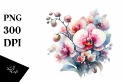 Washed Watercolor Orchid PNG Product Image 3