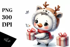 Swan in Winter with Reindeer Horns PNG Product Image 3