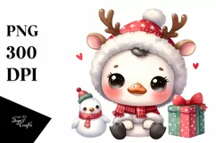 Swan in Winter with Reindeer Horns PNG Product Image 1