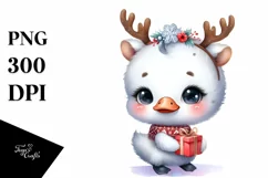 Swan in Winter with Reindeer Horns PNG Product Image 3