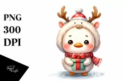 Swan in Winter with Reindeer Horns PNG Product Image 1
