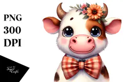 Funny Cow with Flower PNG Product Image 1