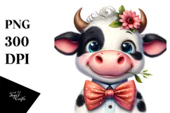 Funny Cow with Flower PNG Product Image 1
