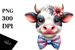 Funny Cow with Flower PNG Product Image 1