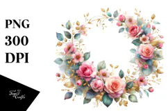 Washed Watercolor Colorful Floral Frame | Sublimation | Product Image 1