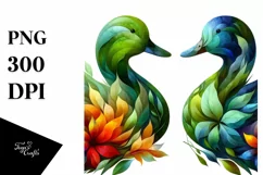 Abstract Vibrant Plant Leaves and 3D Flowers Duck Frame PNG Product Image 3