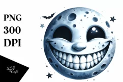 Watercolor Haloween Moon Smile Clipart Product Image 1