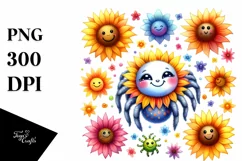 Cute Baby Spider in Sunflowers | Clipart Product Image 3