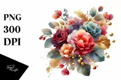 Colorful Begonia Bouquet | Sublimation | Clipart Product Image 3