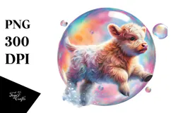 Playful Baby Highland Cow PNG Product Image 1