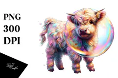 Playful Baby Highland Cow PNG Product Image 1