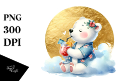 Polar Bear Drinking on Gold Circle Product Image 1