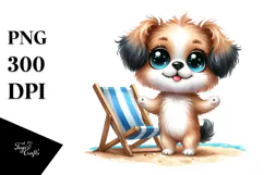 Funny Puppy Beach Chair | Sublimation | Clipart. Product Image 1