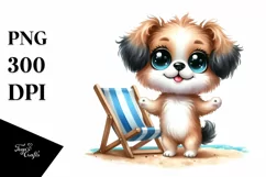 Funny Puppy Beach Chair | Sublimation | Clipart. Product Image 1