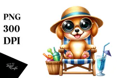 Funny Puppy Beach Chair | Sublimation | Clipart. Product Image 1