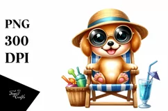 Funny Puppy Beach Chair | Sublimation | Clipart. Product Image 1