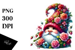 Colorful Valentines Gnome Roses PNG Product Image 1